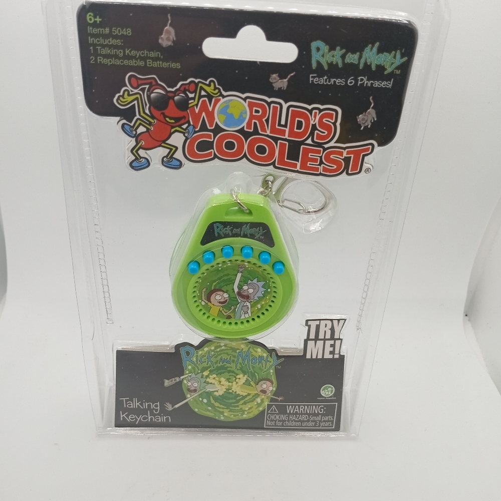 World's Coolest Rick and Morty Talking Keychain New Sealed Needs Battery Repla.